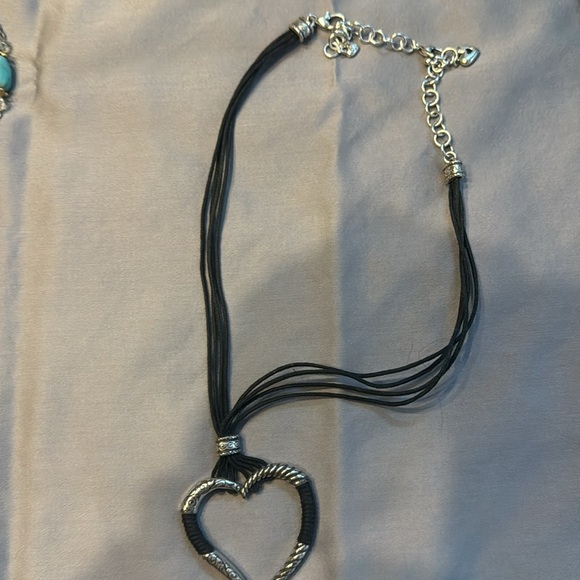 Silver and Black Cord Heart Necklace - Picture 2 of 7